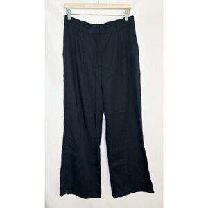 Abercrombie & Fitch Black Wide Leg High Rise Black Pants Women MED SHORT NEW‎